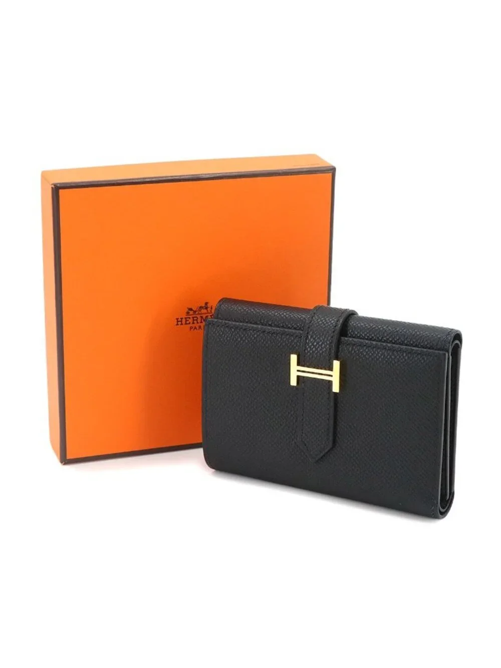 Hermes Bearn Combine Trifold Wallet Epsom Black